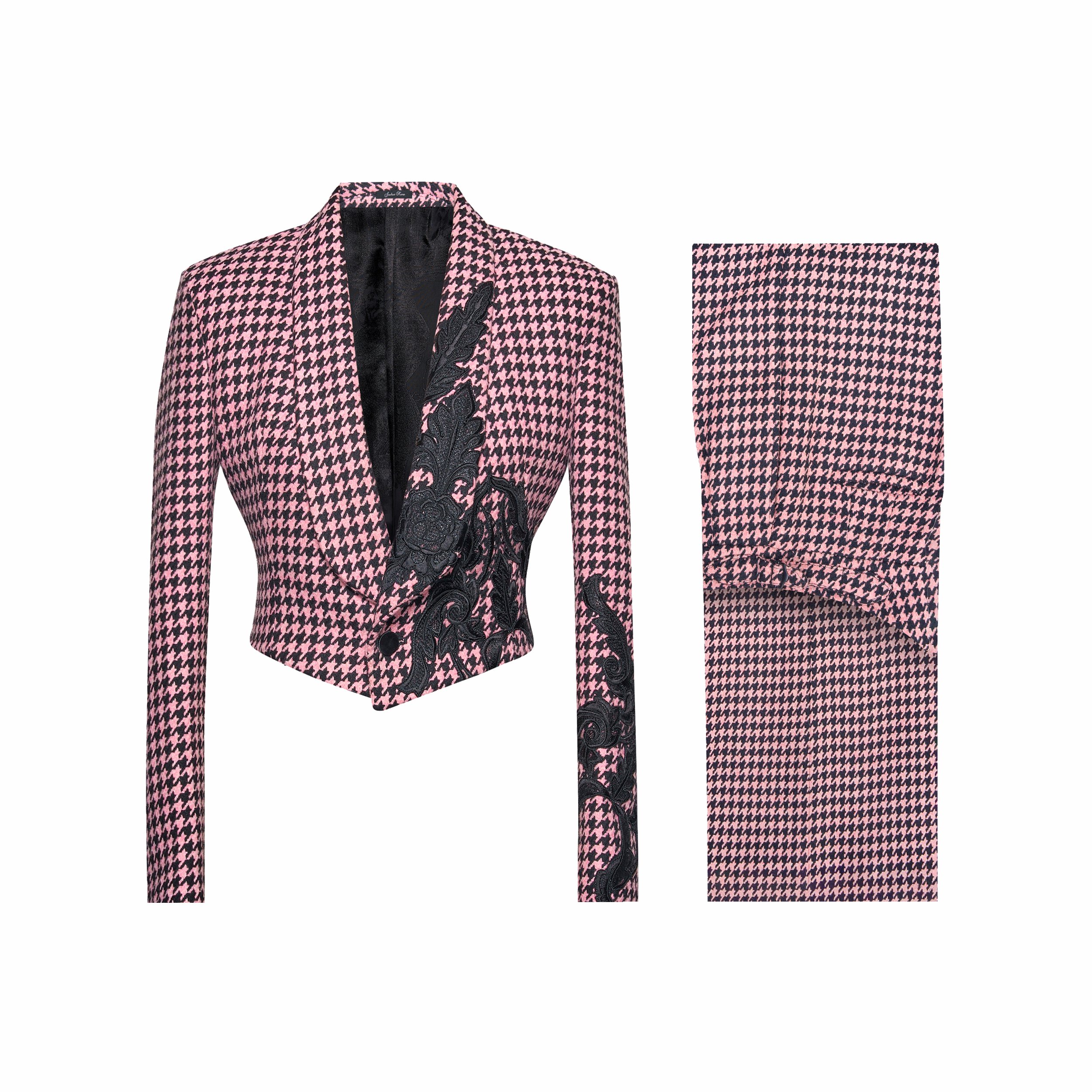 Black And White Houndstooth Cropped Suit — Joshua Kanemenswear, fashion, tailoring, bespoke, suit, tailor, fashion, runway Black And White Houndstooth Cropped Suit — Joshua Kanemenswear, fashion, tailoring, bespoke, suit, tailor, fashion, runway
